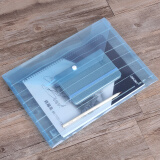 得力(deli)10只A4条纹透明文件袋 按扣资料袋 塑料档案袋文件保护票据试卷收纳袋 8313蓝色
