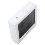 得力(deli)LCD带时间闹钟电子温湿度计 白色8813